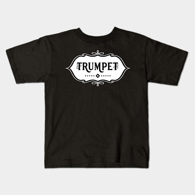 Trumpet Emblem White Kids T-Shirt by Barthol Graphics